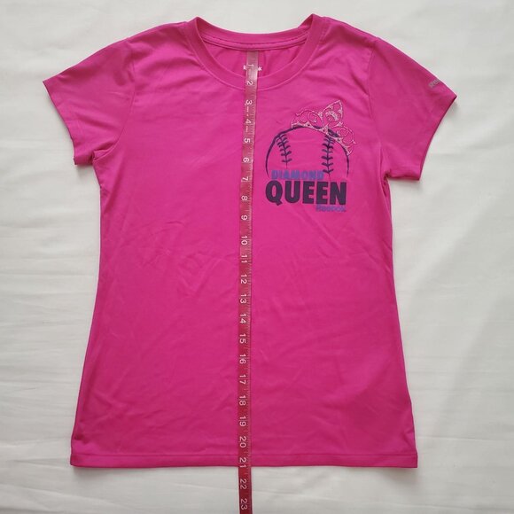 Reebok Girls Diamond Queen Pink Play Dry Crew Neck Short Sleeve T-Shirt L 12-14 - Picture 12 of 12
